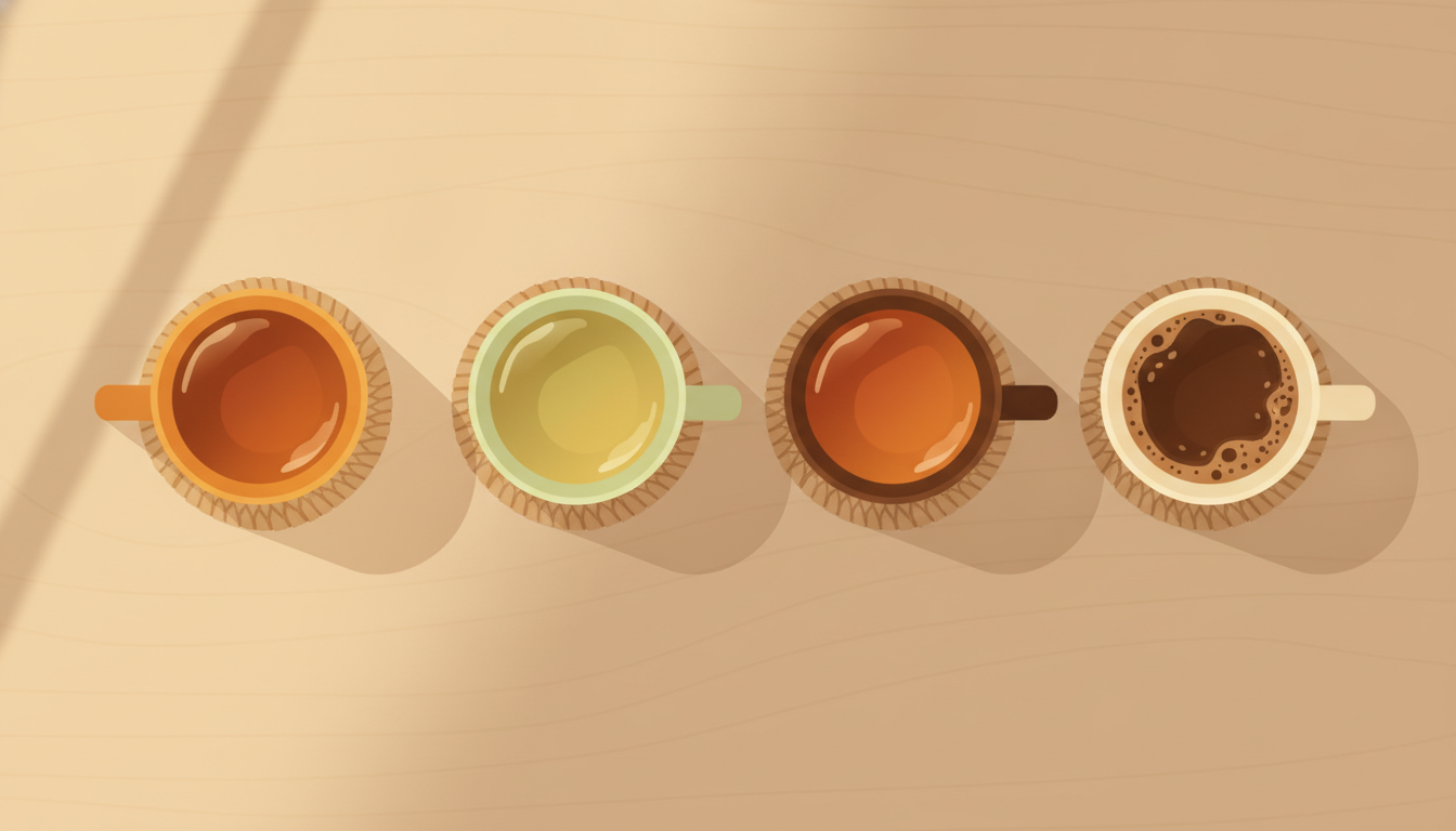 紅茶・緑茶・烏龍茶・コーヒーの腸活効果を比較