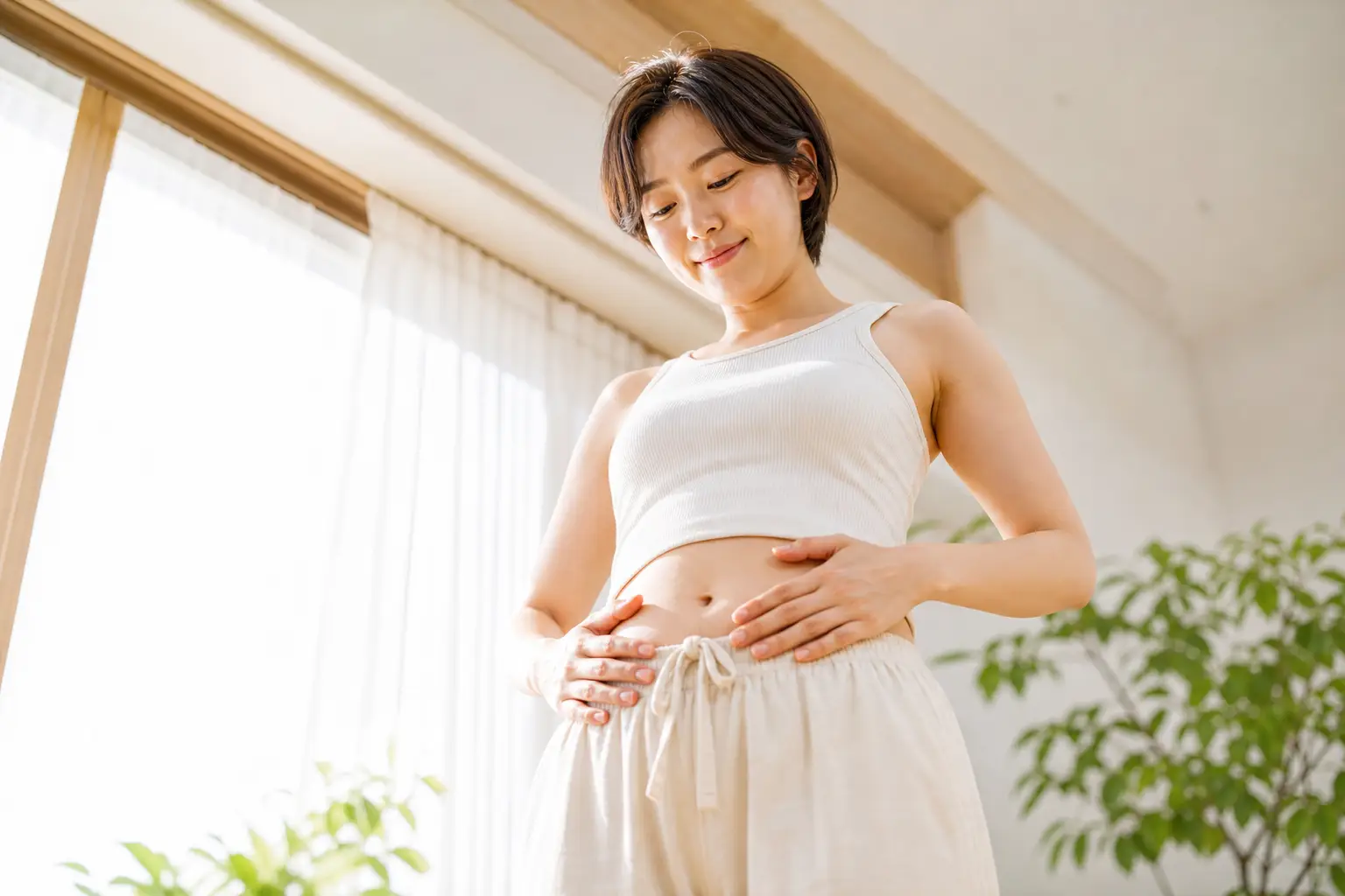 お腹の張りのセルフチェック方法